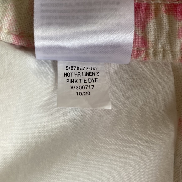 Old Navy High Rise  Drawstring Tie Dye Linen Shorts White Pink & Blue Medium - Picture 5 of 6